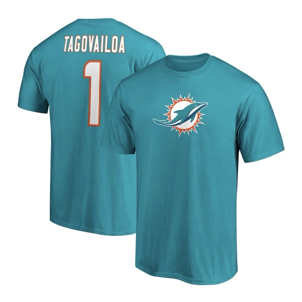 Tua Tagovailoa Fanatics Miami Dolphins Player Name & Number T-Shirt - 2 XL Aqua